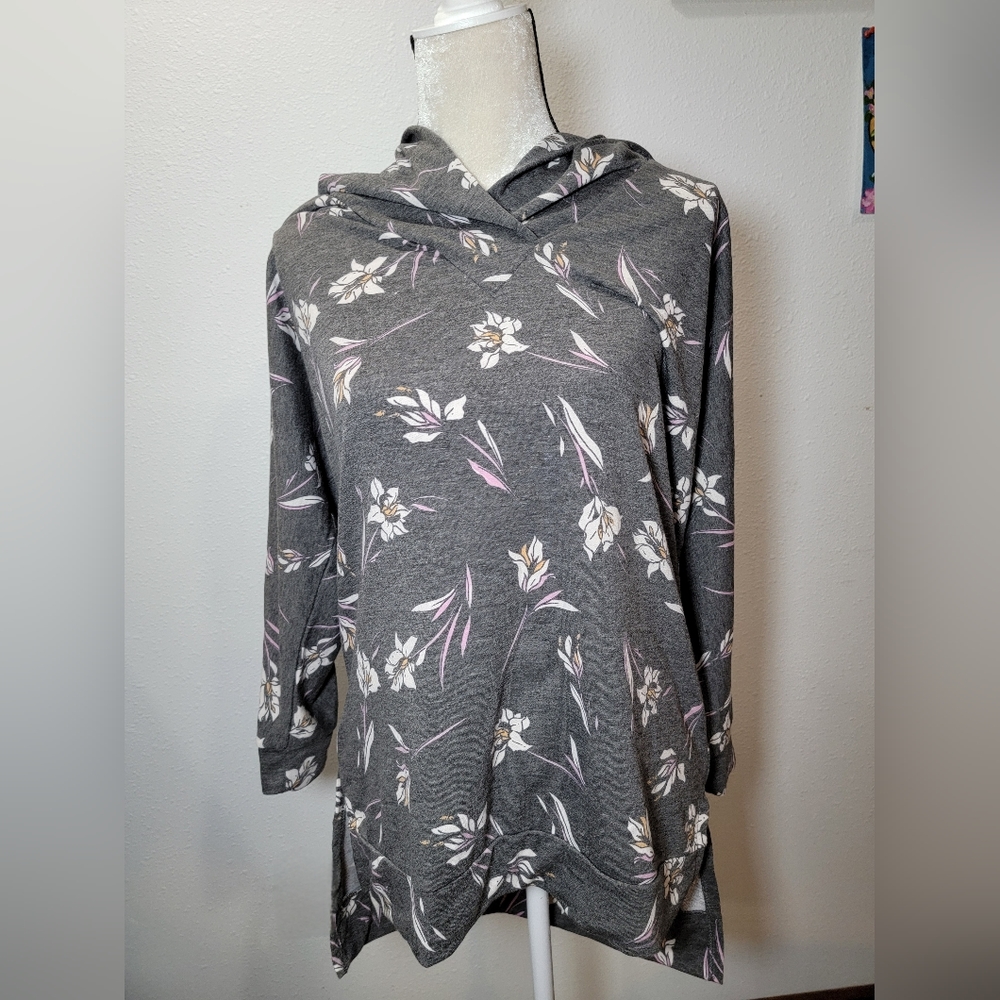 Emerald Floral Hooded Long Sleeve Size Medium